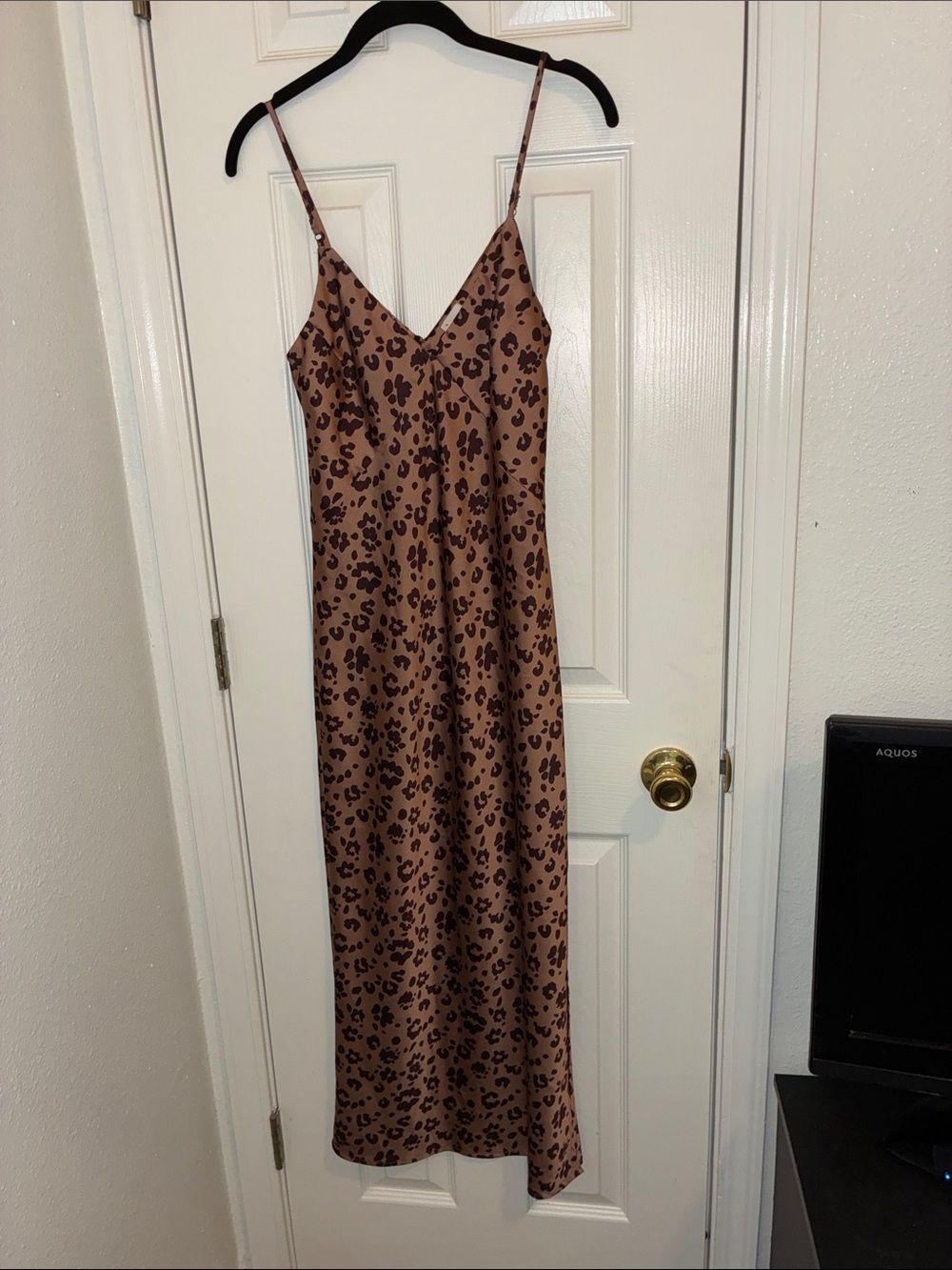 a new day Brown Leopard-Print Slip Midi Dress